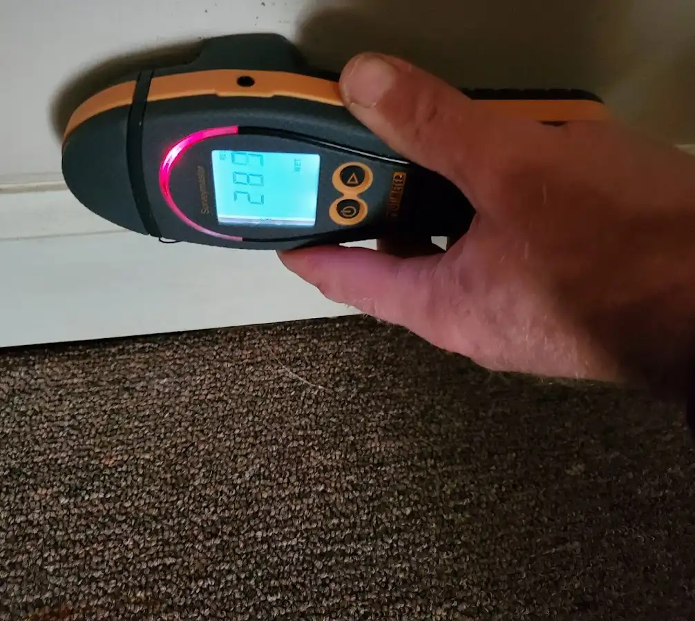 Moisture detection at baseboard during Burst Pipe Cleanup in Merritt Island